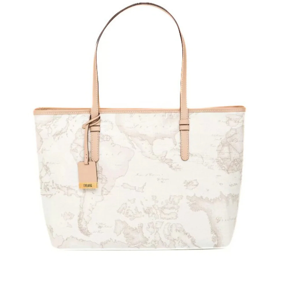 Geo White shopping bag borsa a spalla grande