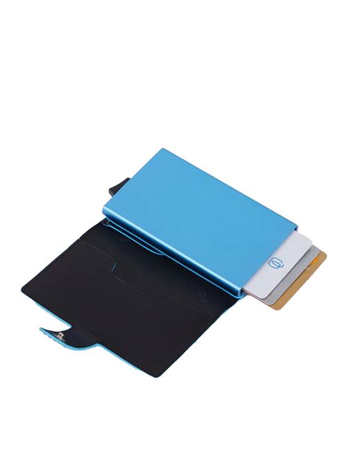 Blaues quadratisches Metall-Kartenetui PIQUADRO | PP5649B2BLRSN